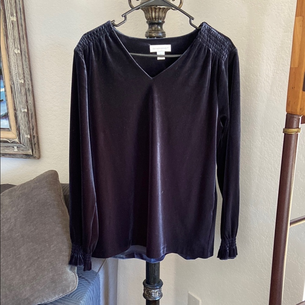 Christopher & Banks Deep Purple Velvet Blouse